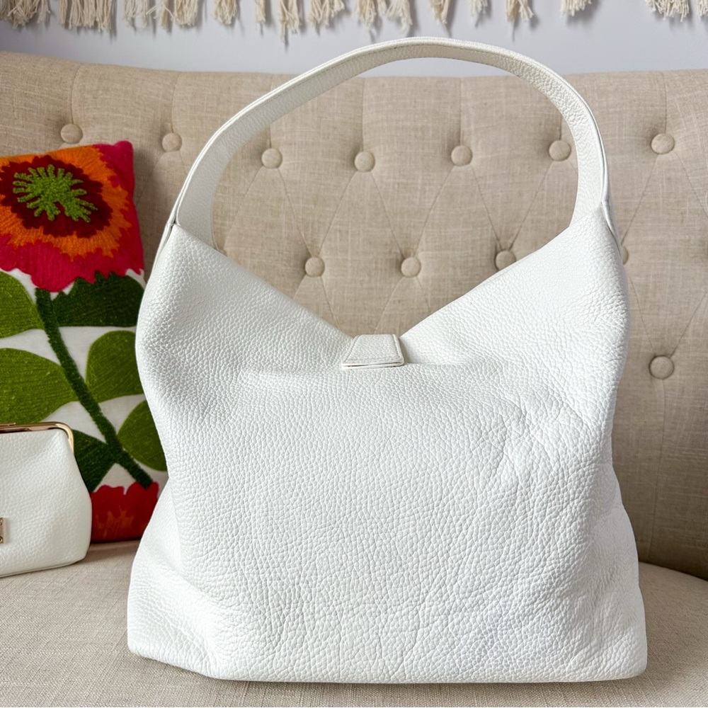Dooney & Bourke White Lucca Leather Logo Lock Pebbled Leather Shoulder Bag Set - Picture 6 of 16